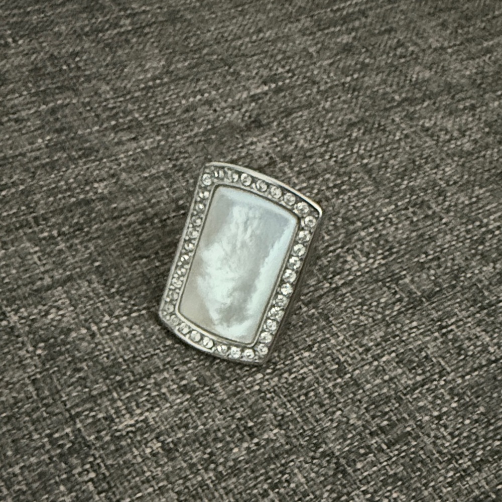 Elegant Silver and White Statement Ring